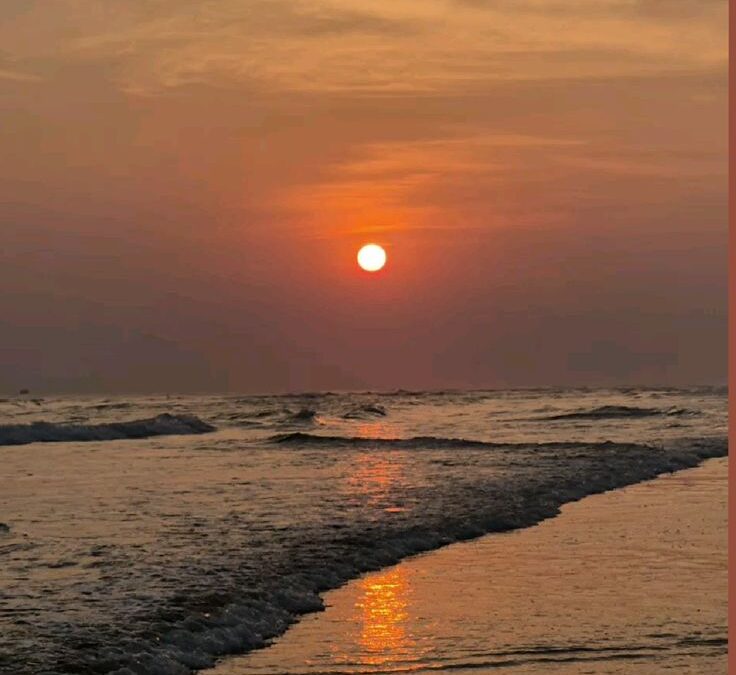 Puri beach sunset coastal view East India