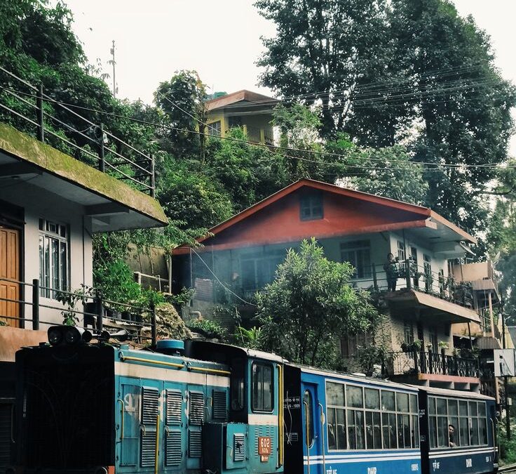 Darjeeling Himalayan Railway toy train in hills